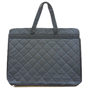 A single, padded Portfolio Case is shown in the center of the frame. It is grey and has a quilted, padded design. On a white background.