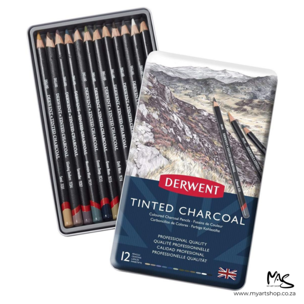 Set of 12 Derwent Tinted Charcoal Pencils