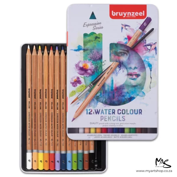 12's Bruynzeel Expression Aquarelle Pencils Tin