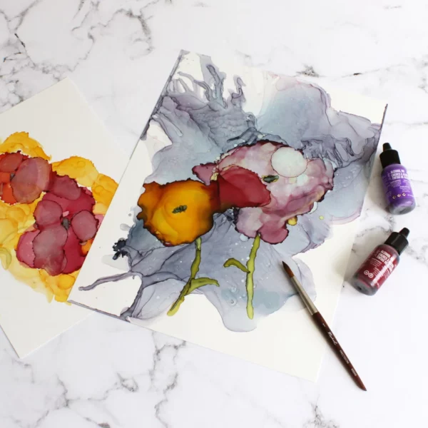 Yupo Paper Pack in use with alcohol inks