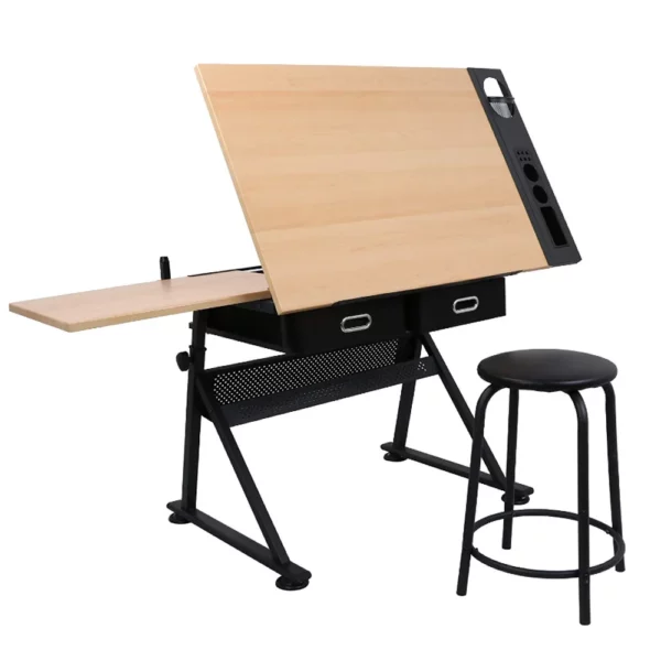 Fusion Creative Work Station with black stool and extended work surface