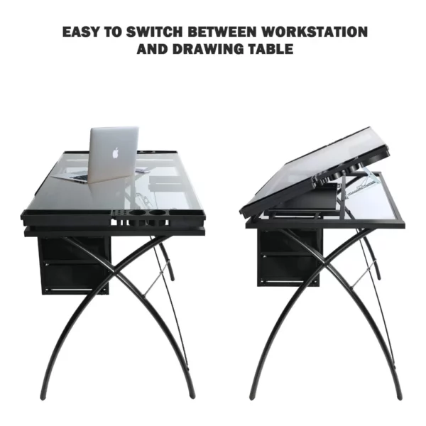 Futura Art and Craft Work Station Side View with different tilt angles of desk top