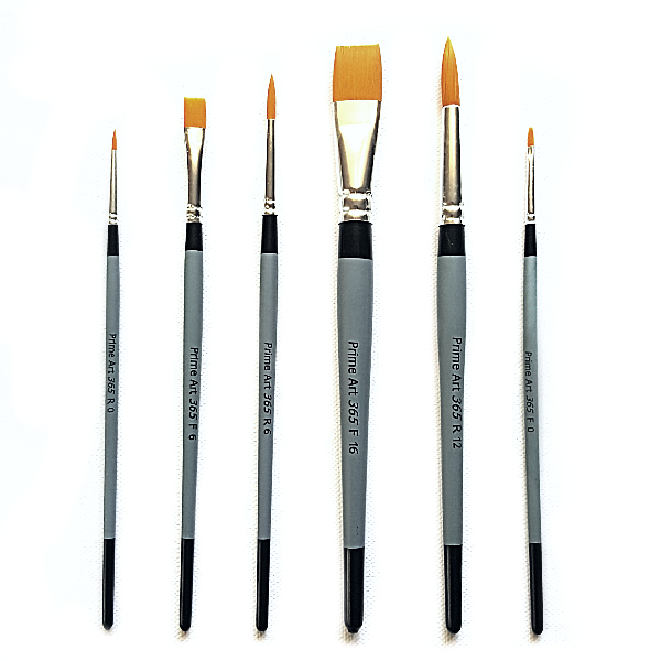 Prime Art 365 Golden Taklon Paint Brushes Rounds and Flats