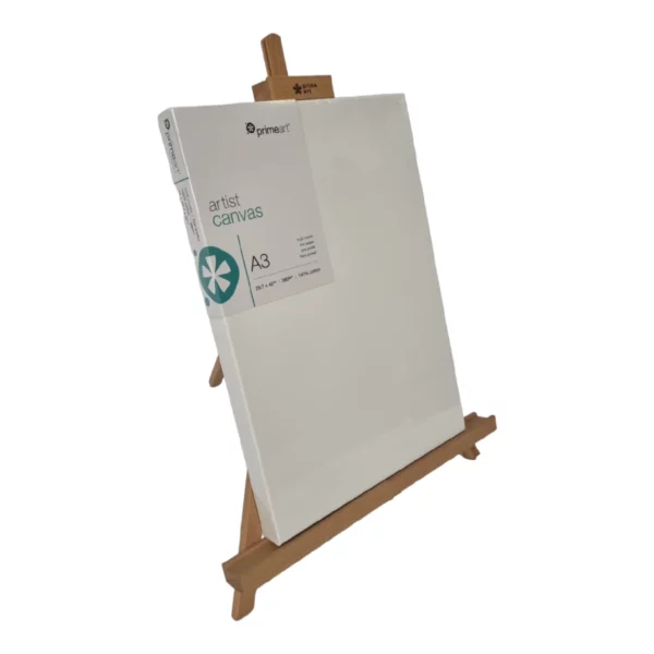 Prime Art Compact Wooden Table Easel - A Frame Side View with Canvas