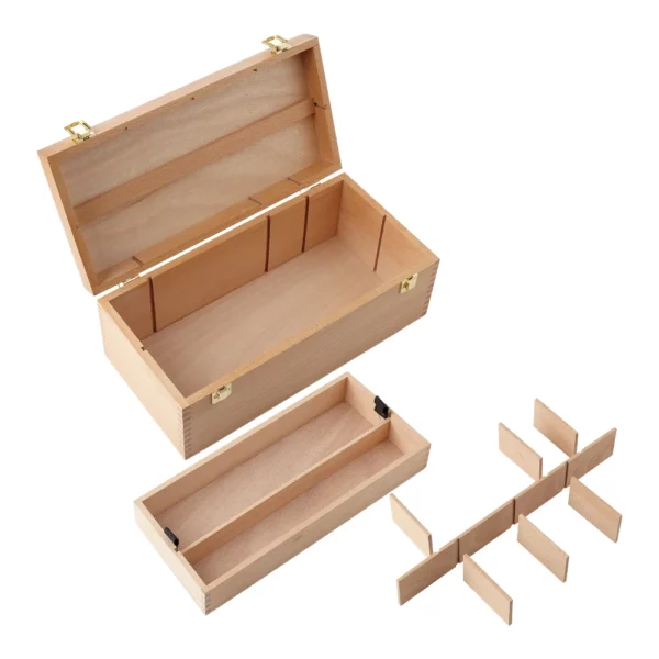 Prime Art Deep Wooden Art Box with Removable Tray Open and dismantled