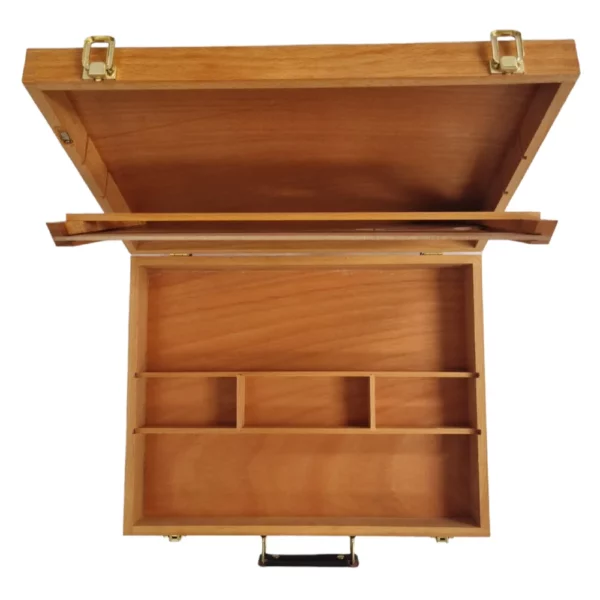 Prime Art Medium Suitcase Style Wooden Art Box Open Top View