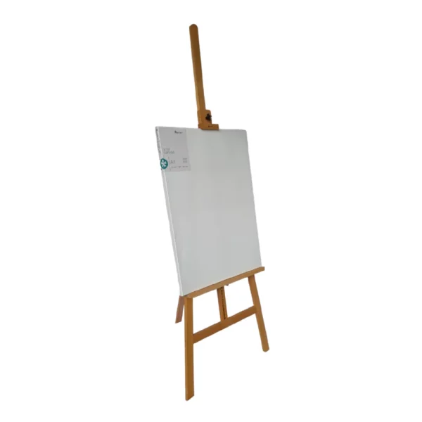 Prime Art Wooden A-Frame Easel Side View with a canvas