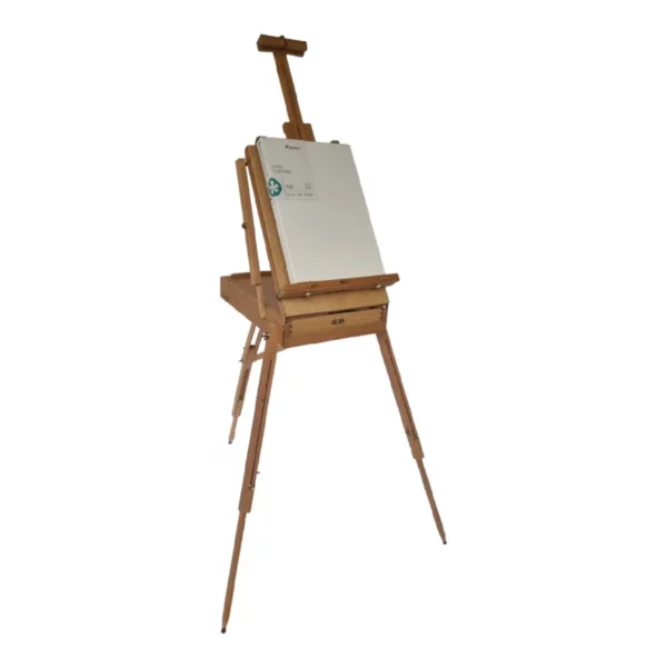 Prime Art Wooden French Box Style Easel Front View with Canvas