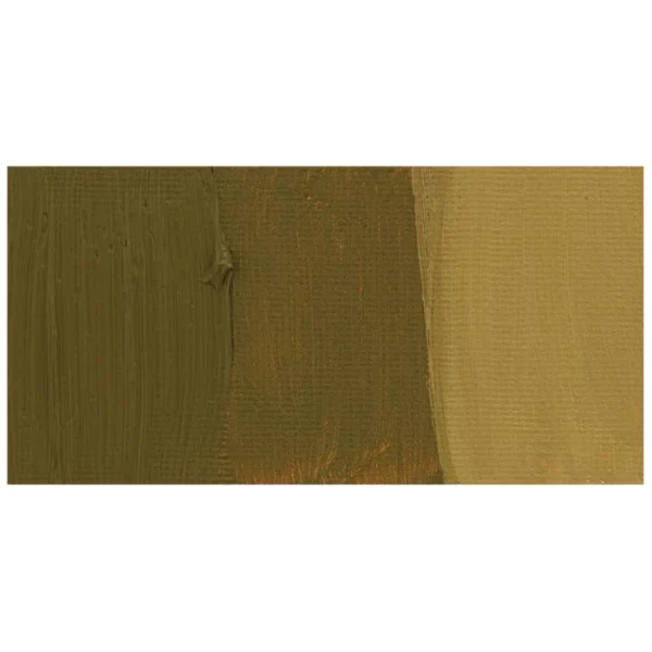 A rectangular colour swatch of Azo Brown Winsor and Newton Winton Oil Paint is shown across the center of the frame. The colour swatch shows the tube colour in three gradients from left to right. On a white background.