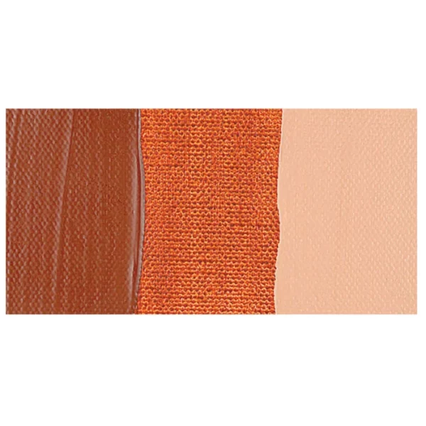 A colour swatch of a tube of Burnt Sienna Amsterdam Acrylic Paint. The swatch is on a horizontal rectangle across the center of the frame. The swatch shows the colour in different gradient's. On a white background.