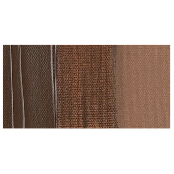 A colour swatch of a tube of Burnt Umber Amsterdam Acrylic Paint. The swatch is on a horizontal rectangle across the center of the frame. The swatch shows the colour in different gradient's. On a white background.