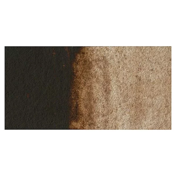 A rectangular colour swatch of Burnt Umber Winsor and Newton Cotman Watercolour Paint is shown across the center of the frame. The colour swatch shows the tube colour in three gradients from left to right. On a white background.