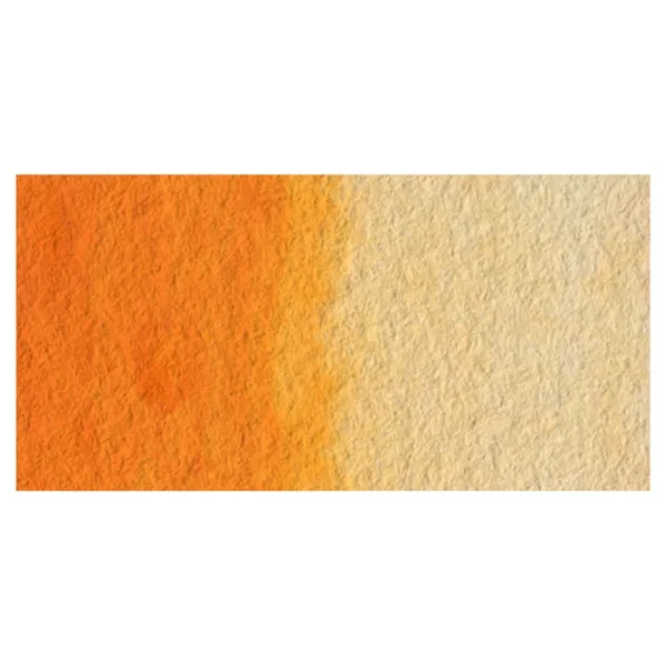 A rectangular colour swatch of Cadmium Orange Hue Winsor and Newton Cotman Watercolour Paint is shown across the center of the frame. The colour swatch shows the tube colour in three gradients from left to right. On a white background.