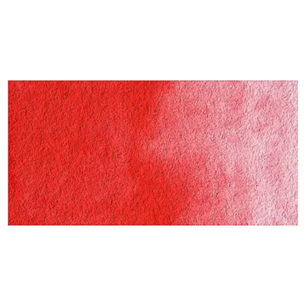 A rectangular colour swatch of Cadmium Red Deep Hue Winsor and Newton Cotman Watercolour Paint is shown across the center of the frame. The colour swatch shows the tube colour in three gradients from left to right. On a white background.