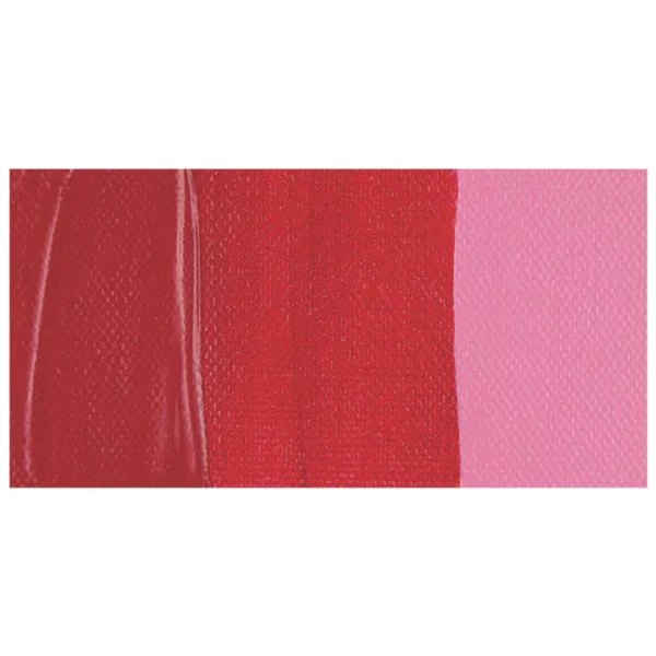 A colour swatch of a tube of Carmine Amsterdam Acrylic Paint. The swatch is on a horizontal rectangle across the center of the frame. The swatch shows the colour in different gradient's. On a white background.