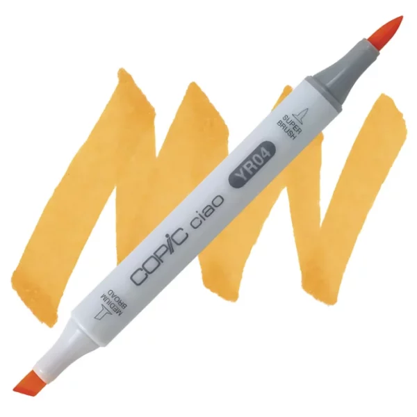 in the center of the image is a single copic marker that is sitting diagonally across the image. from left to right. it has a grey body and both caps are off showing the two different nibs, one brush at the top and the chisel tip at the bottom. it is sitting infront of a squiggle of the same colour as the marker on a white background