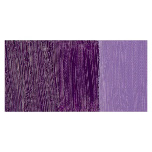 A rectangular colour swatch of Cobalt Violet Hue Winsor and Newton Winton Oil Paint is shown across the center of the frame. The colour swatch shows the tube colour in three gradients from left to right. On a white background.