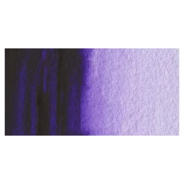 A rectangular colour swatch of Dioxazine Purple Winsor and Newton Cotman Watercolour Paint is shown across the center of the frame. The colour swatch shows the tube colour in three gradients from left to right. On a white background.