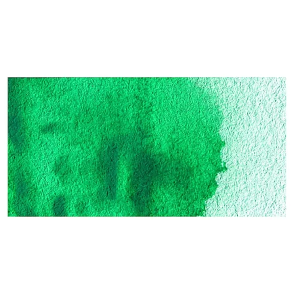 A rectangular colour swatch of Emerald Winsor and Newton Cotman Watercolour Paint is shown across the center of the frame. The colour swatch shows the tube colour in three gradients from left to right. On a white background.