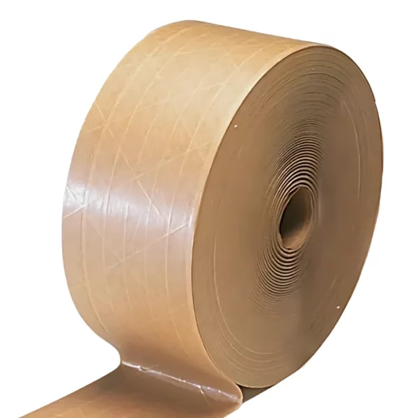 Gummed Tape 72mm x 200m. Roll is vsible at an angle with the end of the tape roll being exposed