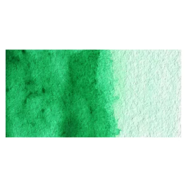 A rectangular colour swatch of Intense Phthalo Green Winsor and Newton Cotman Watercolour Paint is shown across the center of the frame. The colour swatch shows the tube colour in three gradients from left to right. On a white background.