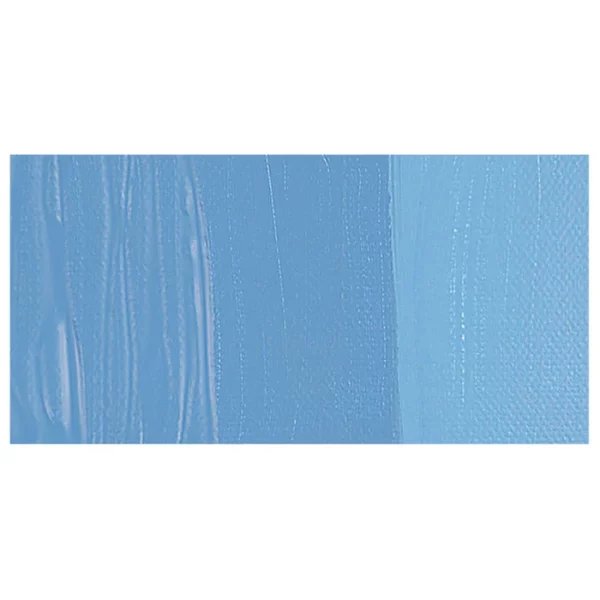 A colour swatch of a tube of Kings Blue Amsterdam Acrylic Paint. The swatch is on a horizontal rectangle across the center of the frame. The swatch shows the colour in different gradient's. On a white background.