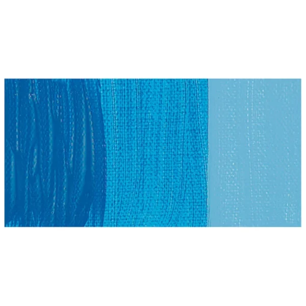 A colour swatch of a tube of Manganese Blue Phthalo Amsterdam Acrylic Paint. The swatch is on a horizontal rectangle across the center of the frame. The swatch shows the colour in different gradient's. On a white background.