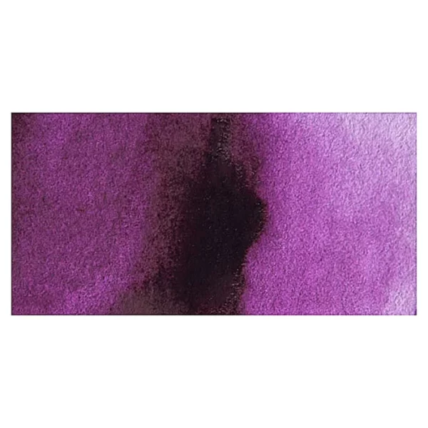 A rectangular colour swatch of Mauve Winsor and Newton Cotman Watercolour Paint is shown across the center of the frame. The colour swatch shows the tube colour in three gradients from left to right. On a white background.