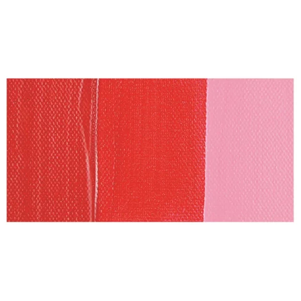 A colour swatch of a tube of Naphthol Red Deep Amsterdam Acrylic Paint. The swatch is on a horizontal rectangle across the center of the frame. The swatch shows the colour in different gradient's. On a white background.