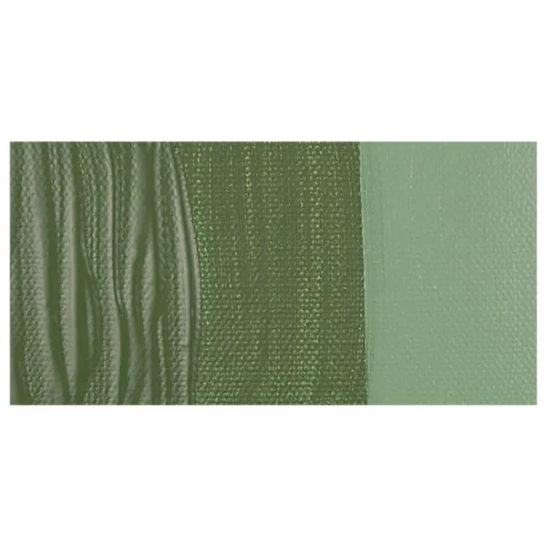 A colour swatch of a tube of Olive Green Deep Amsterdam Acrylic Paint. The swatch is on a horizontal rectangle across the center of the frame. The swatch shows the colour in different gradient's. On a white background.