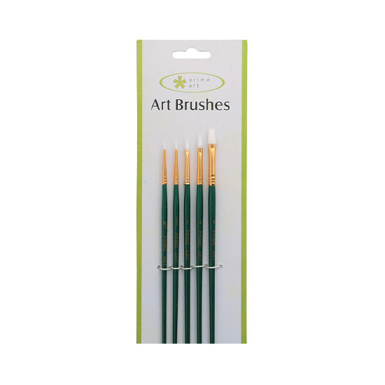 Prime Art White Taklon Brush Set 5 Pieces - My Art Shop