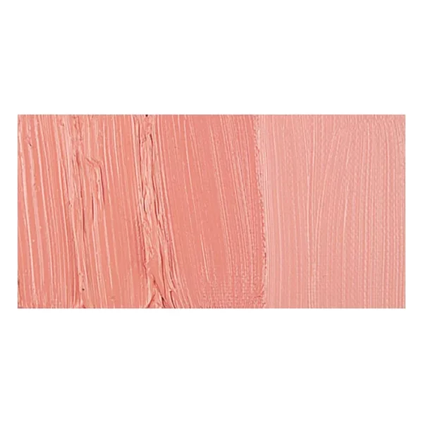 A rectangular colour swatch of Pale Rose Blush Winsor and Newton Winton Oil Paint is shown across the center of the frame. The colour swatch shows the tube colour in three gradients from left to right. On a white background.