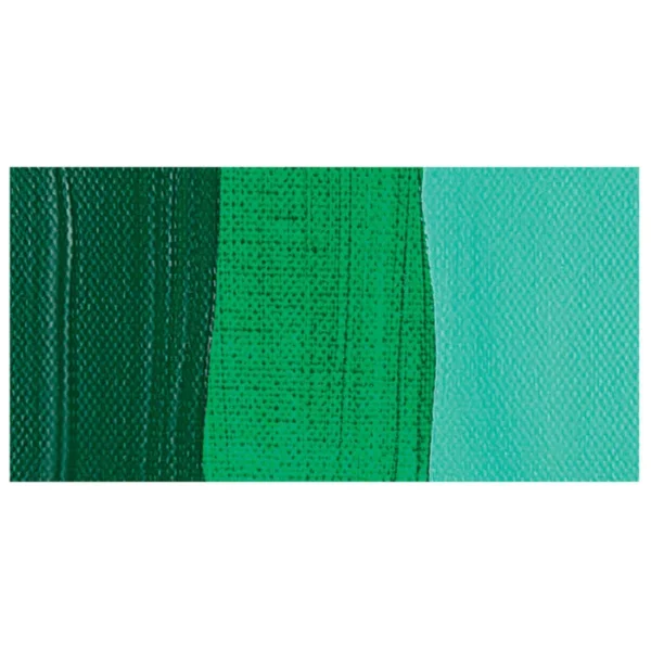 A colour swatch of a tube of Permanent Green Deep Amsterdam Acrylic Paint. The swatch is on a horizontal rectangle across the center of the frame. The swatch shows the colour in different gradient's. On a white background.