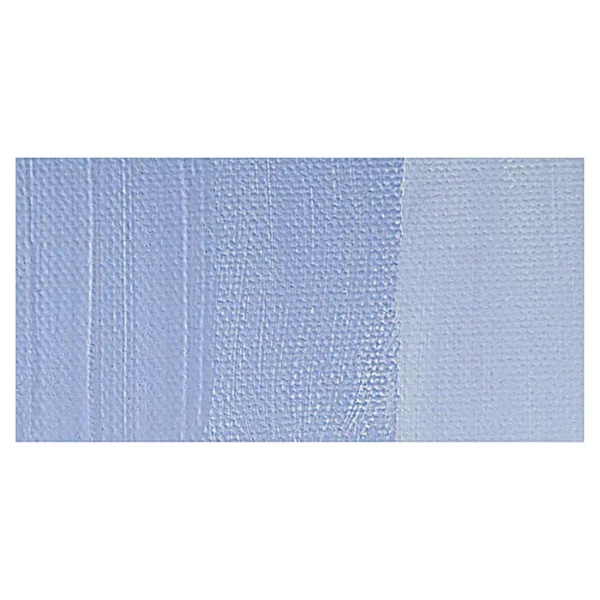 A rectangular colour swatch of Powder Blue Winsor and Newton Galeria Acrylic Paint is shown across the center of the frame. The colour swatch shows the tube colour in three gradients from left to right. On a white background.