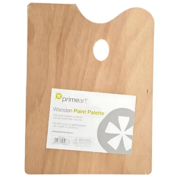 A Prime Art Wooden Rectangular Shape Palette 30cm x 40cm is shown, vertically in the center of the frame. The palette is made of wood and is rectangular in shape. The image is center of the frame and on a white background.