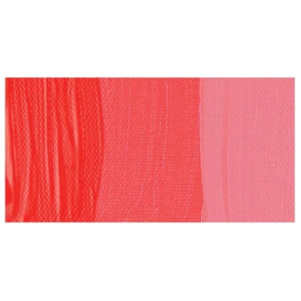 A colour swatch of a tube of Pyrrole Red Amsterdam Acrylic Paint. The swatch is on a horizontal rectangle across the center of the frame. The swatch shows the colour in different gradient's. On a white background.