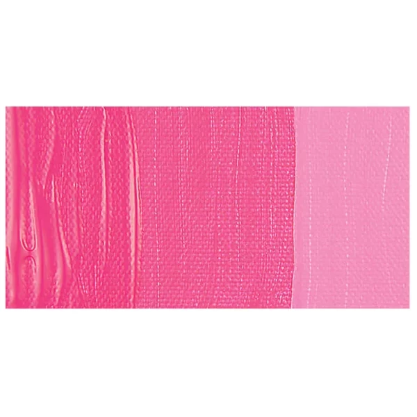 A colour swatch of a tube of Quinacridone Rose Amsterdam Acrylic Paint. The swatch is on a horizontal rectangle across the center of the frame. The swatch shows the colour in different gradient's. On a white background.