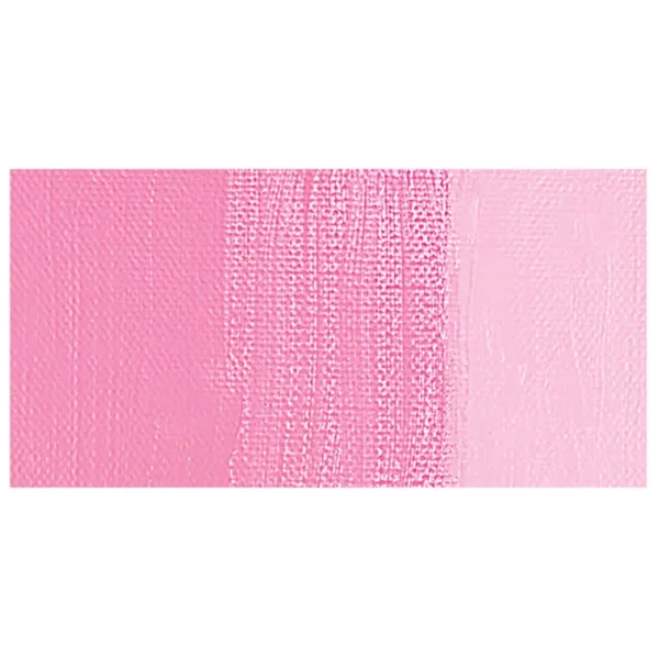 A colour swatch of a tube of Quinacridone Rose Light Amsterdam Acrylic Paint. The swatch is on a horizontal rectangle across the center of the frame. The swatch shows the colour in different gradient's. On a white background.