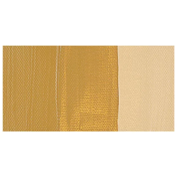 A colour swatch of a tube of Raw Sienna Amsterdam Acrylic Paint. The swatch is on a horizontal rectangle across the center of the frame. The swatch shows the colour in different gradient's. On a white background.