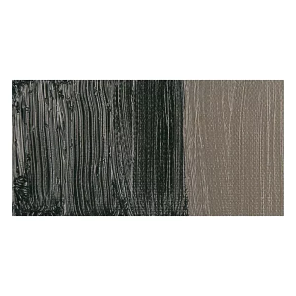 A rectangular colour swatch of Raw Umber Winsor and Newton Winton Oil Paint is shown across the center of the frame. The colour swatch shows the tube colour in three gradients from left to right. On a white background.