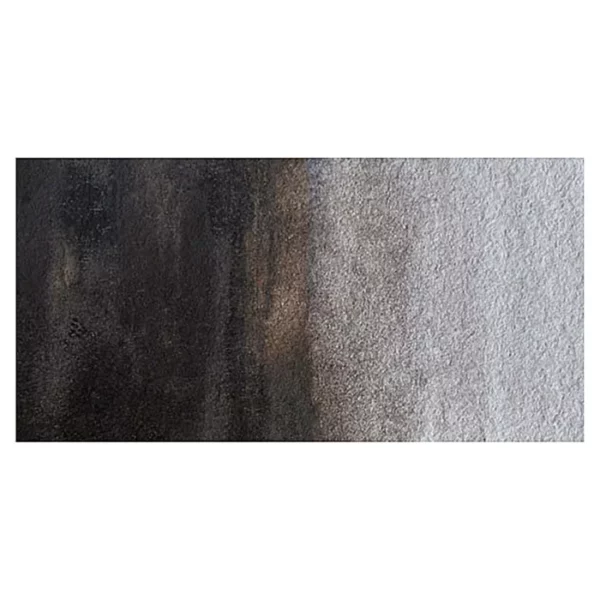 A rectangular colour swatch of Sepia Winsor and Newton Cotman Watercolour Paint is shown across the center of the frame. The colour swatch shows the tube colour in three gradients from left to right. On a white background.