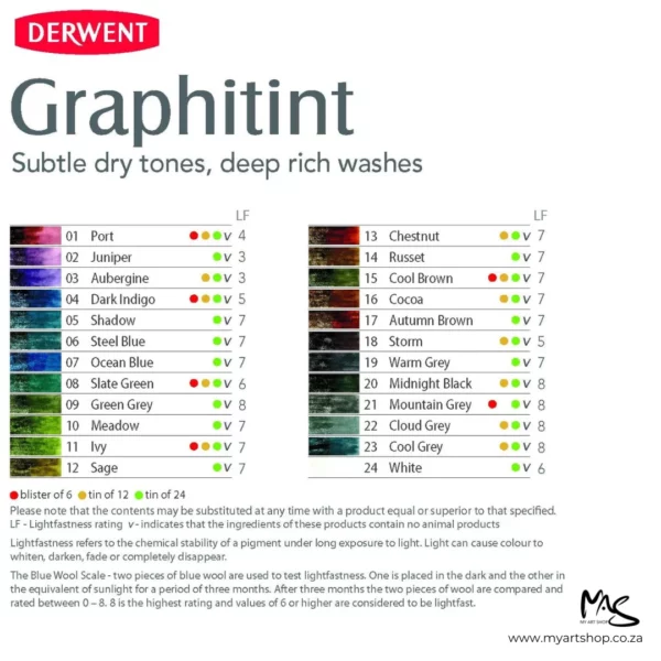 Set of 12 Derwent Graphitint Pencils