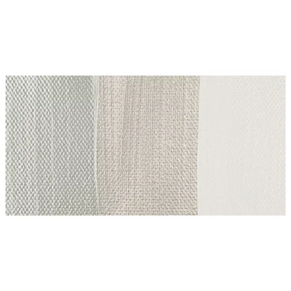 A colour swatch of a tube of Silver Amsterdam Acrylic Paint. The swatch is on a horizontal rectangle across the center of the frame. The swatch shows the colour in different gradient's. On a white background.