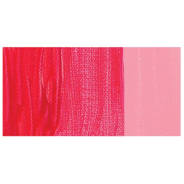 A colour swatch of a tube of Transparent Red Medium Amsterdam Acrylic Paint. The swatch is on a horizontal rectangle across the center of the frame. The swatch shows the colour in different gradient's. On a white background.