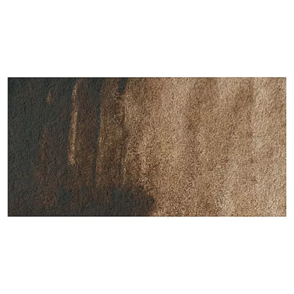 A rectangular colour swatch of Vandyke Brown Winsor and Newton Cotman Watercolour Paint is shown across the center of the frame. The colour swatch shows the tube colour in three gradients from left to right. On a white background.