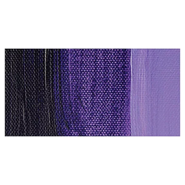 A rectangular colour swatch of Winsor Violet Winsor and Newton Galeria Acrylic Paint is shown across the center of the frame. The colour swatch shows the tube colour in three gradients from left to right. On a white background.