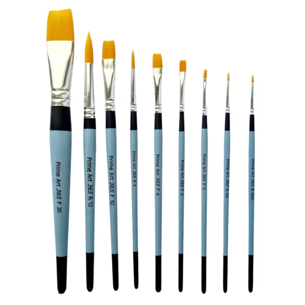 Prime Art 365 Golden Taklon Paint Brushes Flats All Sizes