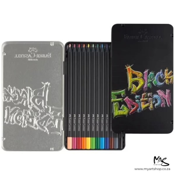 Set of 12 Faber Castell BLACK Edition Colour Pencils in Tin