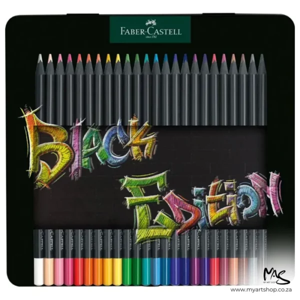 Set of 24 Faber Castell BLACK Edition Colour Pencils in Tin