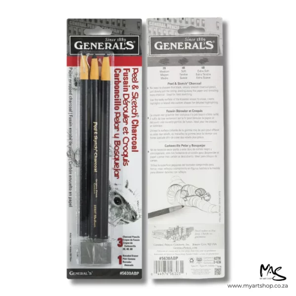 Peel & Sketch Charcoal Pencil & Eraser Set - General Pencil Co. Inc.